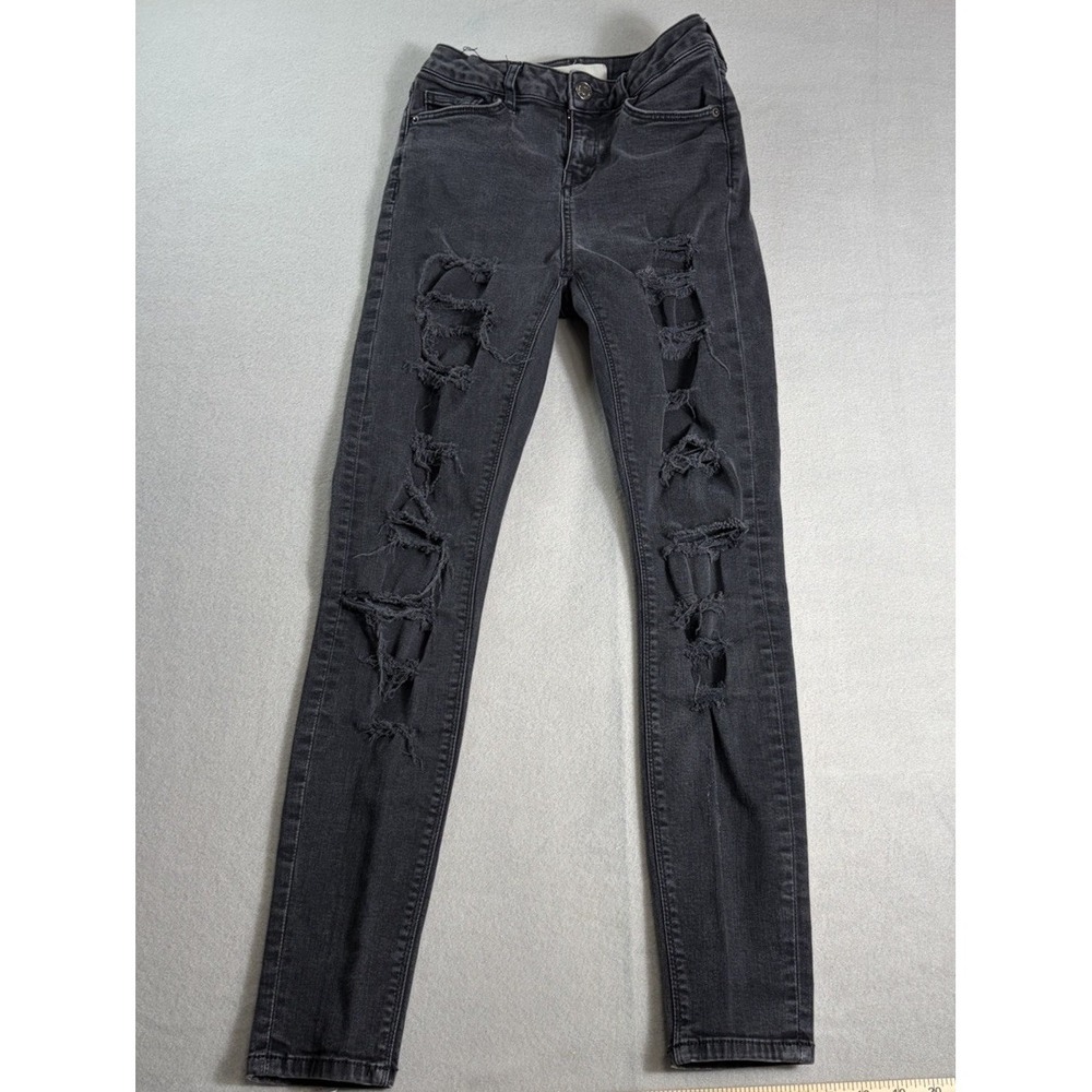 Jaime Black Ripped Skinny Jeans 24/28 Teen Rock Streetwear Grunge Distressed